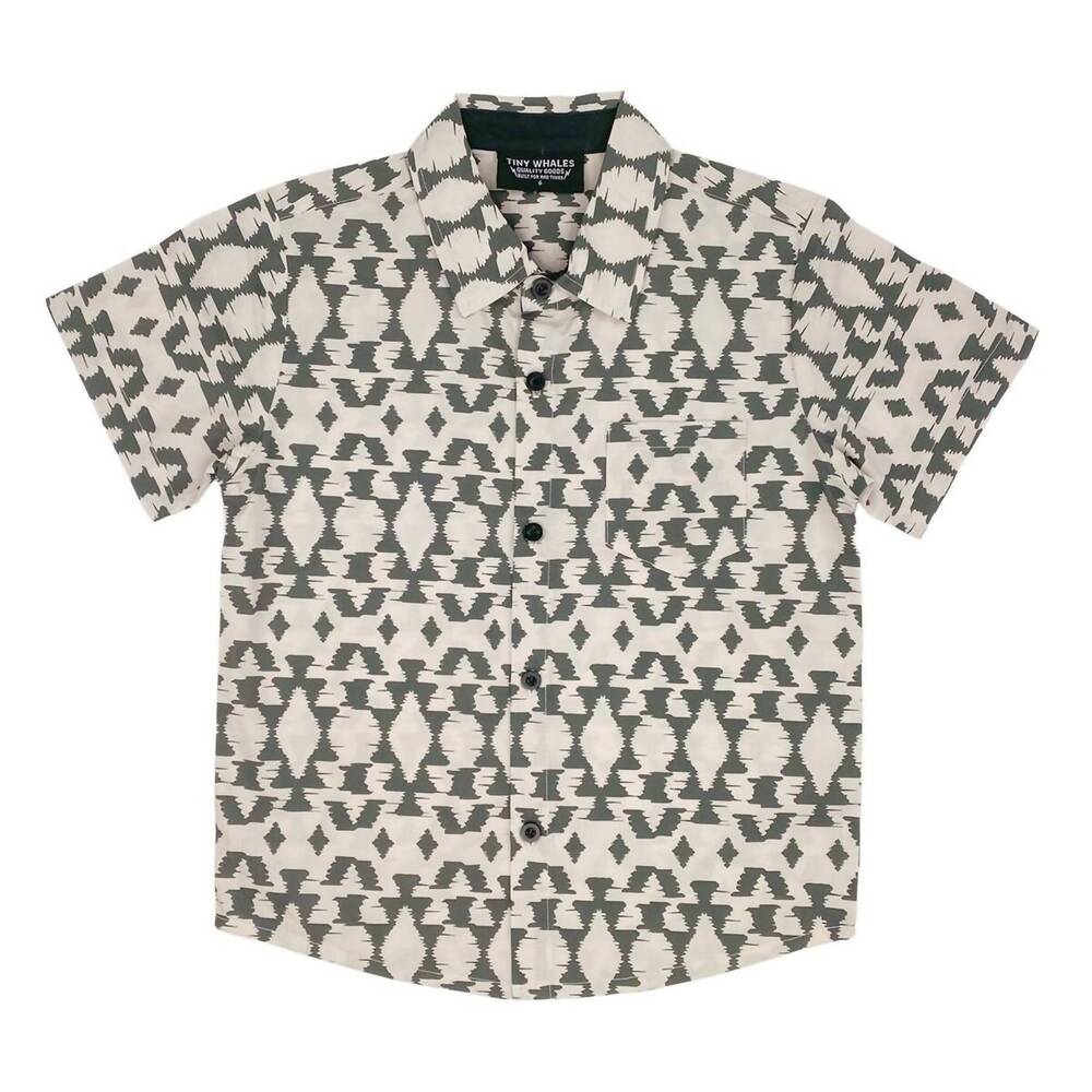 NEW TINY WHALES boy's camp button up in black & white
